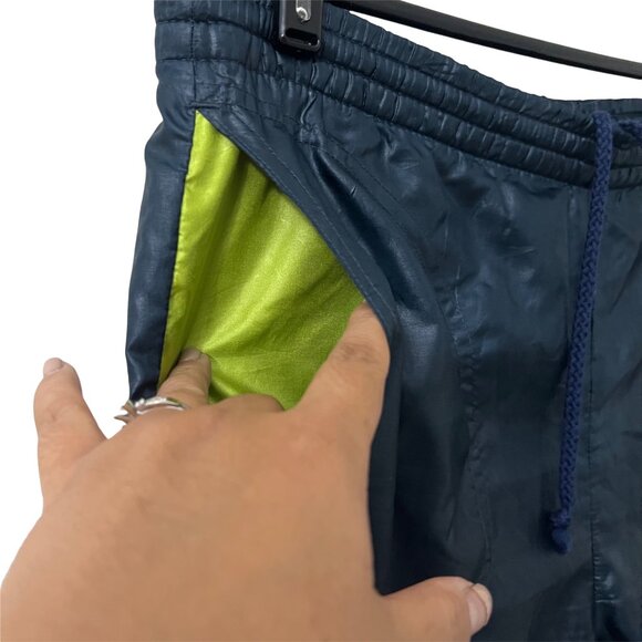 90s Le Coq Sportif Navy Lime Green Windbreaker Jacket Pants 2 Pc Set Size Small - Picture 9 of 13